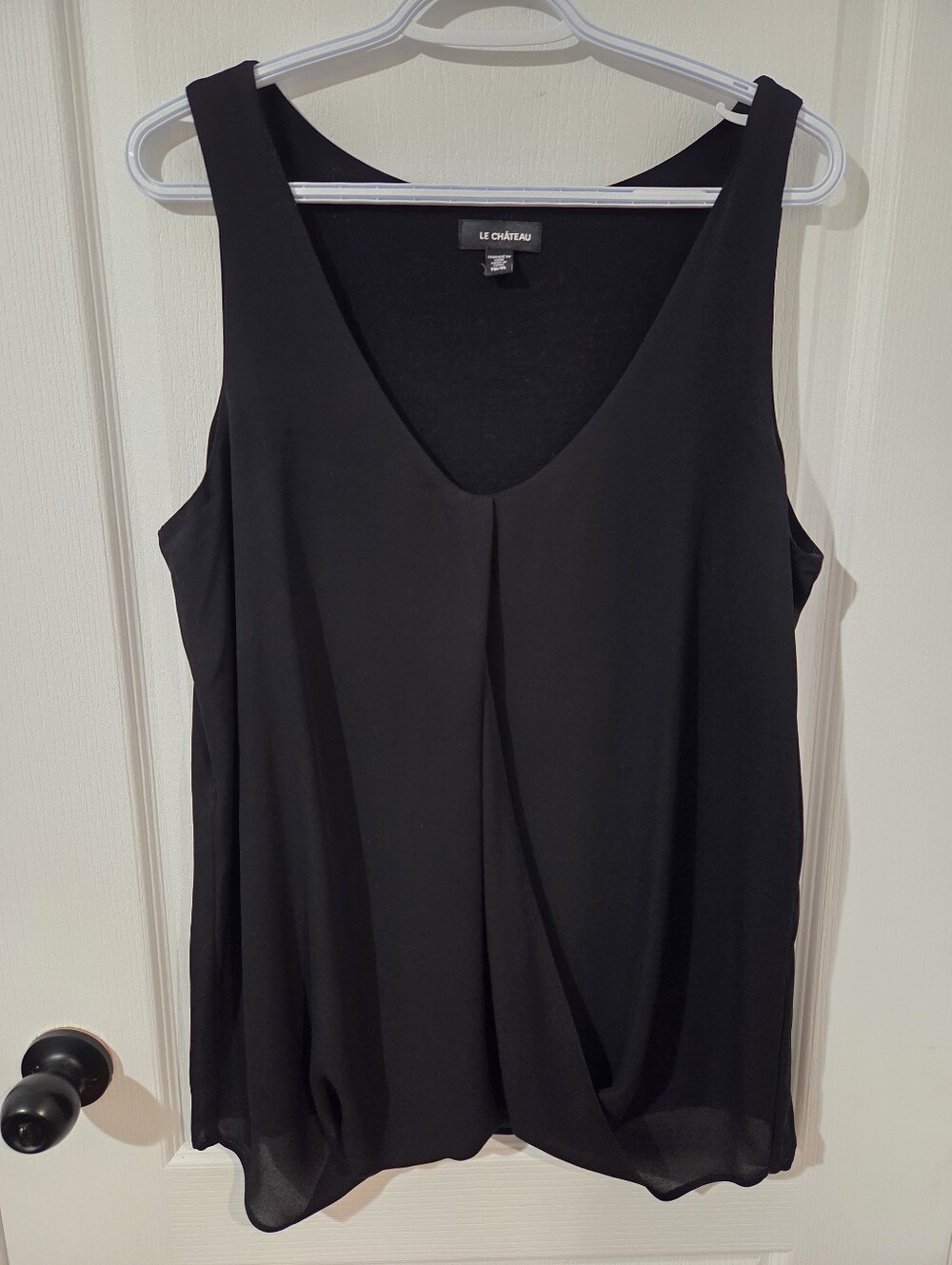 Le Château Black Sleeveless V-Neck Blouse